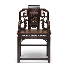 Pair of Chinese Dragon Scroll-Back Armchairs, c. 1850