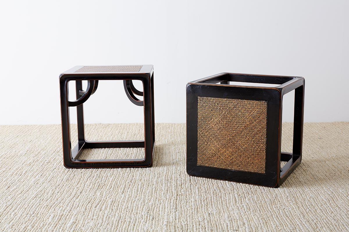 Pair of Chinese Ebonized Stools or Drinks Tables 11
