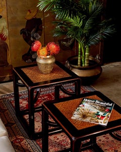 Pair of Chinese Ebonized Stools or Drinks Tables
