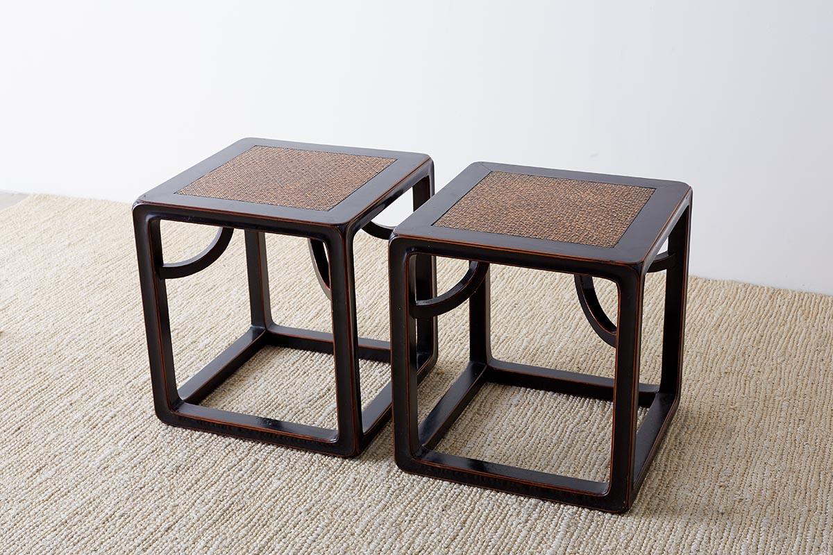 Pair of Chinese Ebonized Stools or Drinks Tables In Good Condition In Rio Vista, CA
