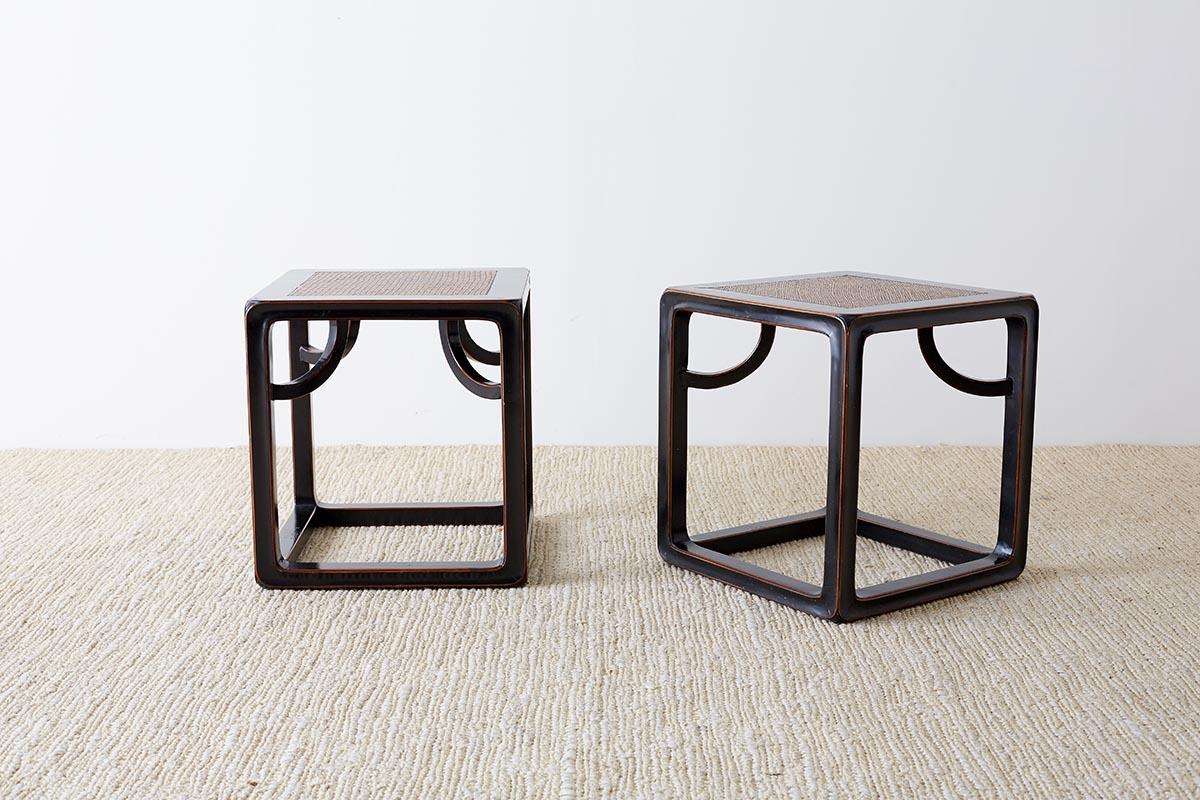 Pair of Chinese Ebonized Stools or Drinks Tables 3