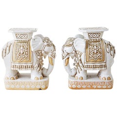 Pair of Chinese Elephant Garden Stools or Drink Tables