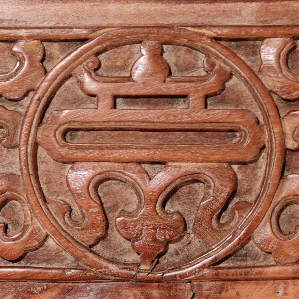 Pair of Chinese Elm and Cypress Carved Door Panels 2