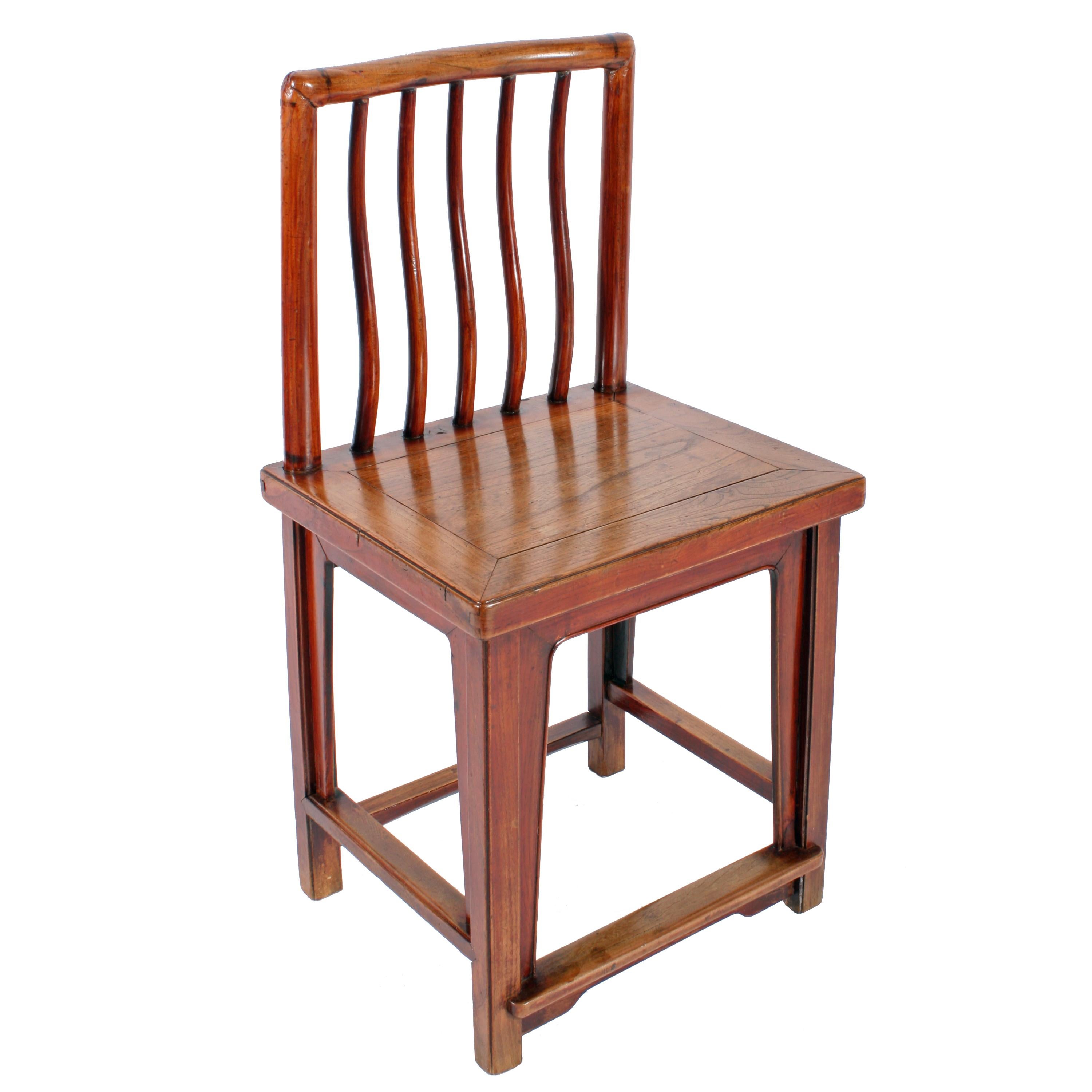 Mid-19th Century Pair of Chinese Elm 'Rose' Chairs For Sale