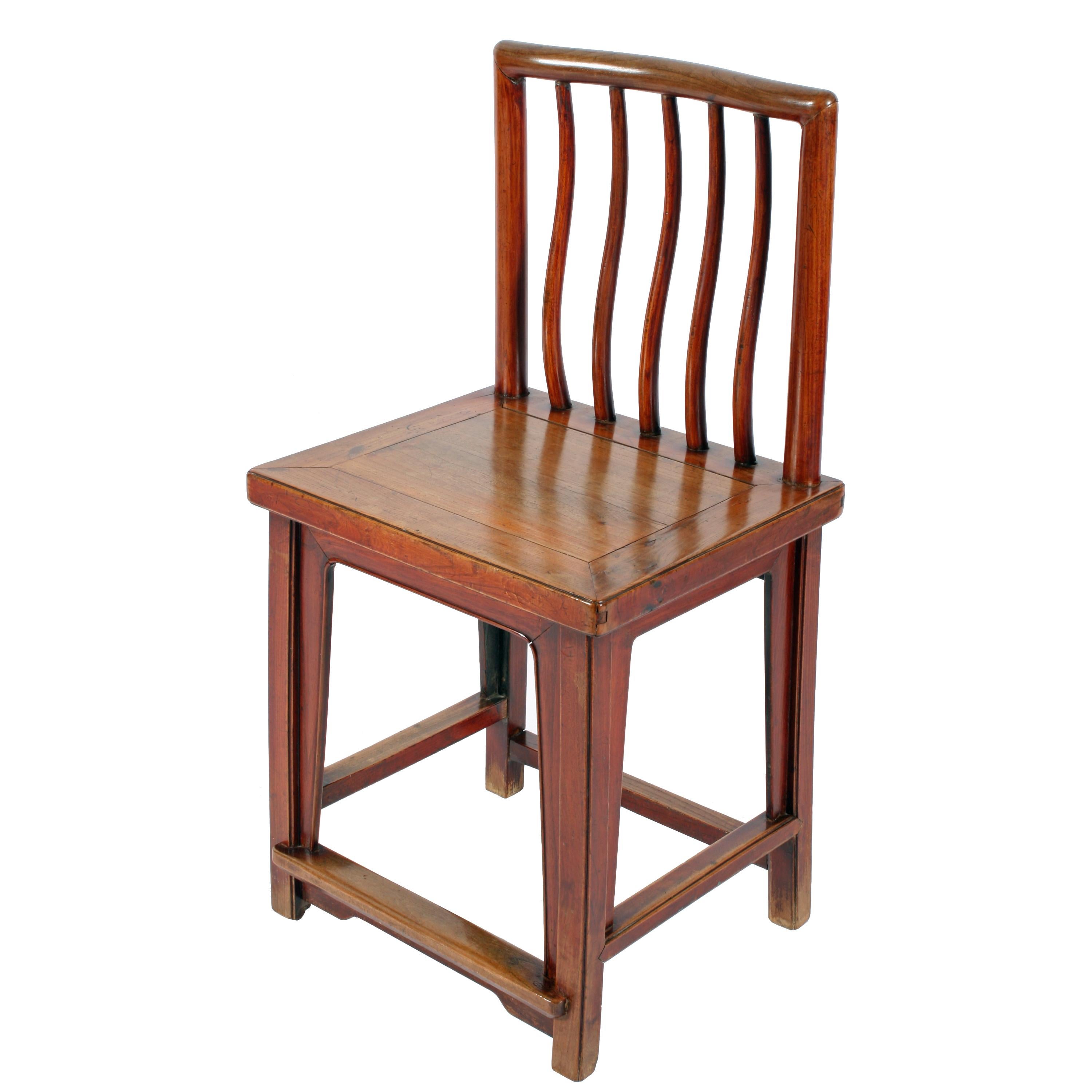 Pair of Chinese Elm 'Rose' Chairs For Sale 1