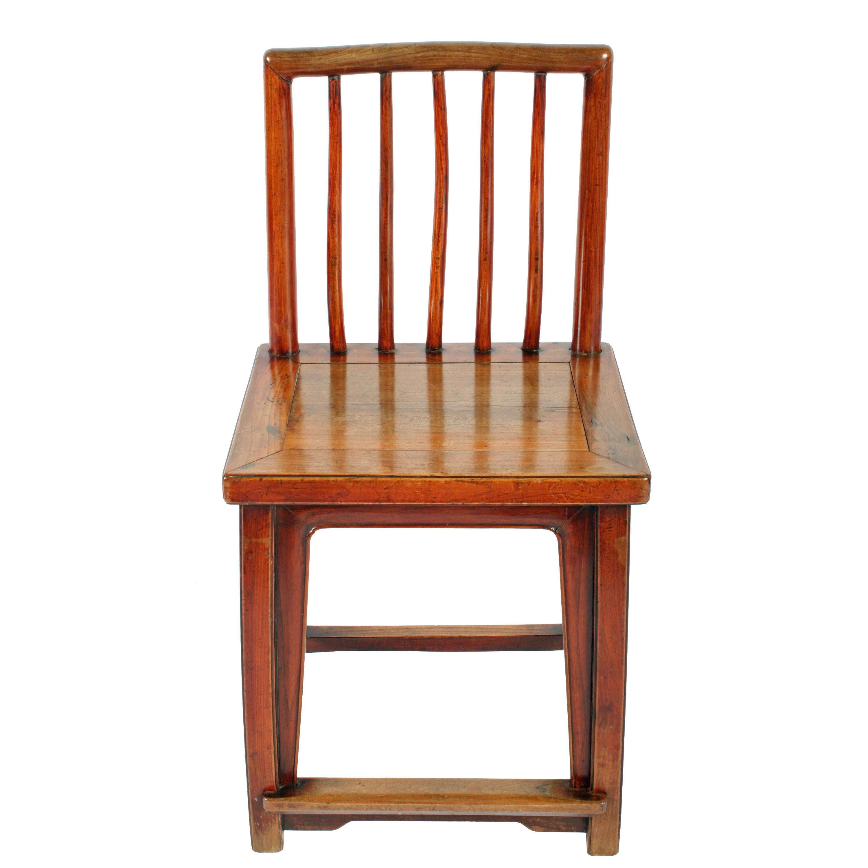 Pair of Chinese Elm 'Rose' Chairs For Sale 2