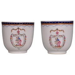 Pair of Chinese Export American Market 'Hope" Coffee Cups, Late 18th Century