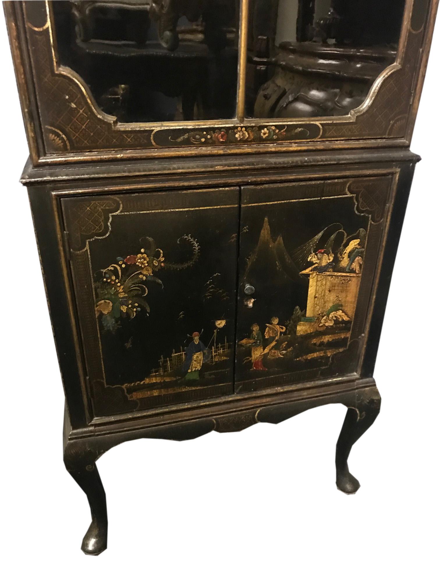 English Pair of Chinese Export Black Lacquer Cabinets