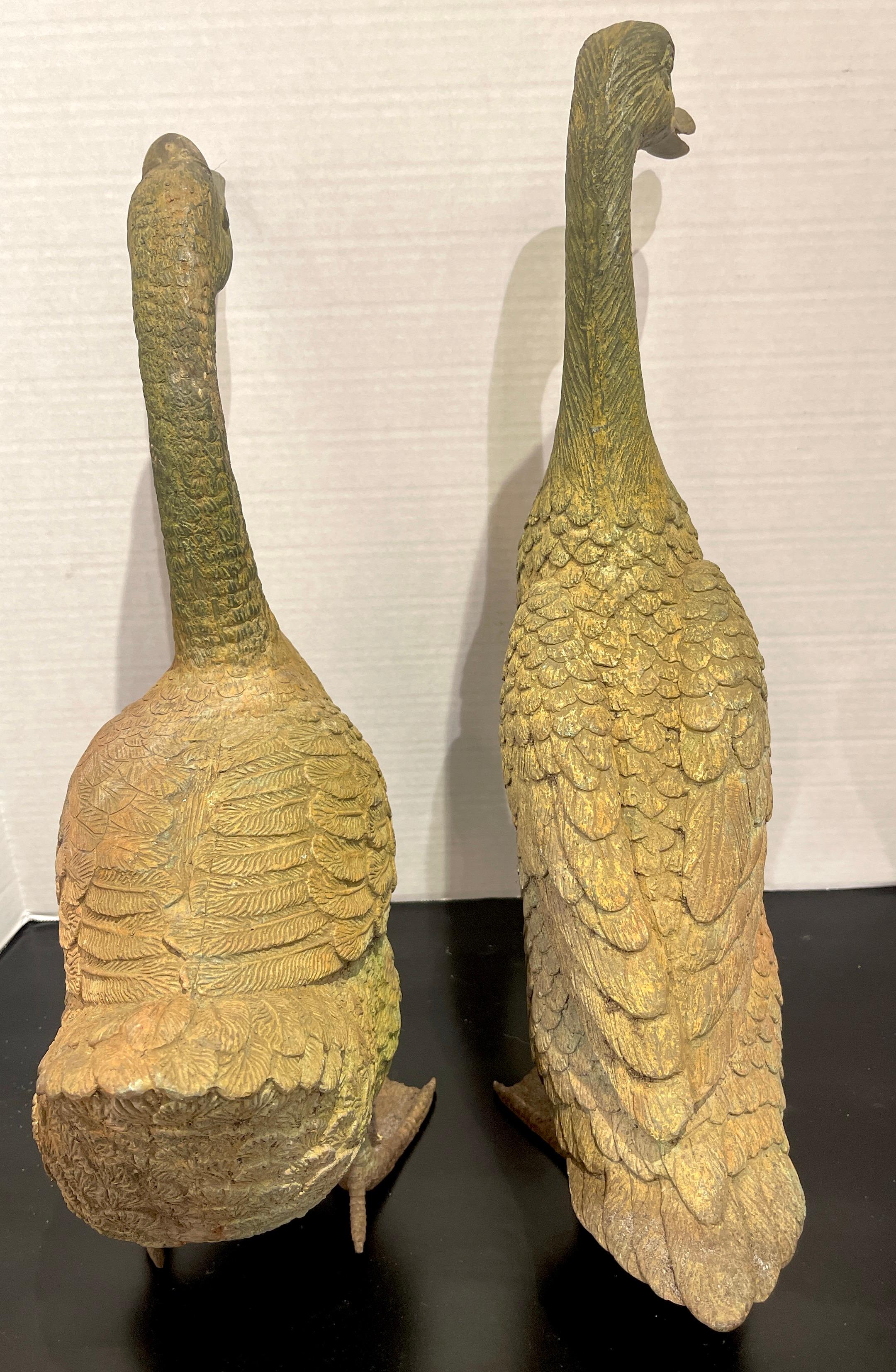 Pair of Chinese Export Bronze Ducks In Good Condition In West Palm Beach, FL