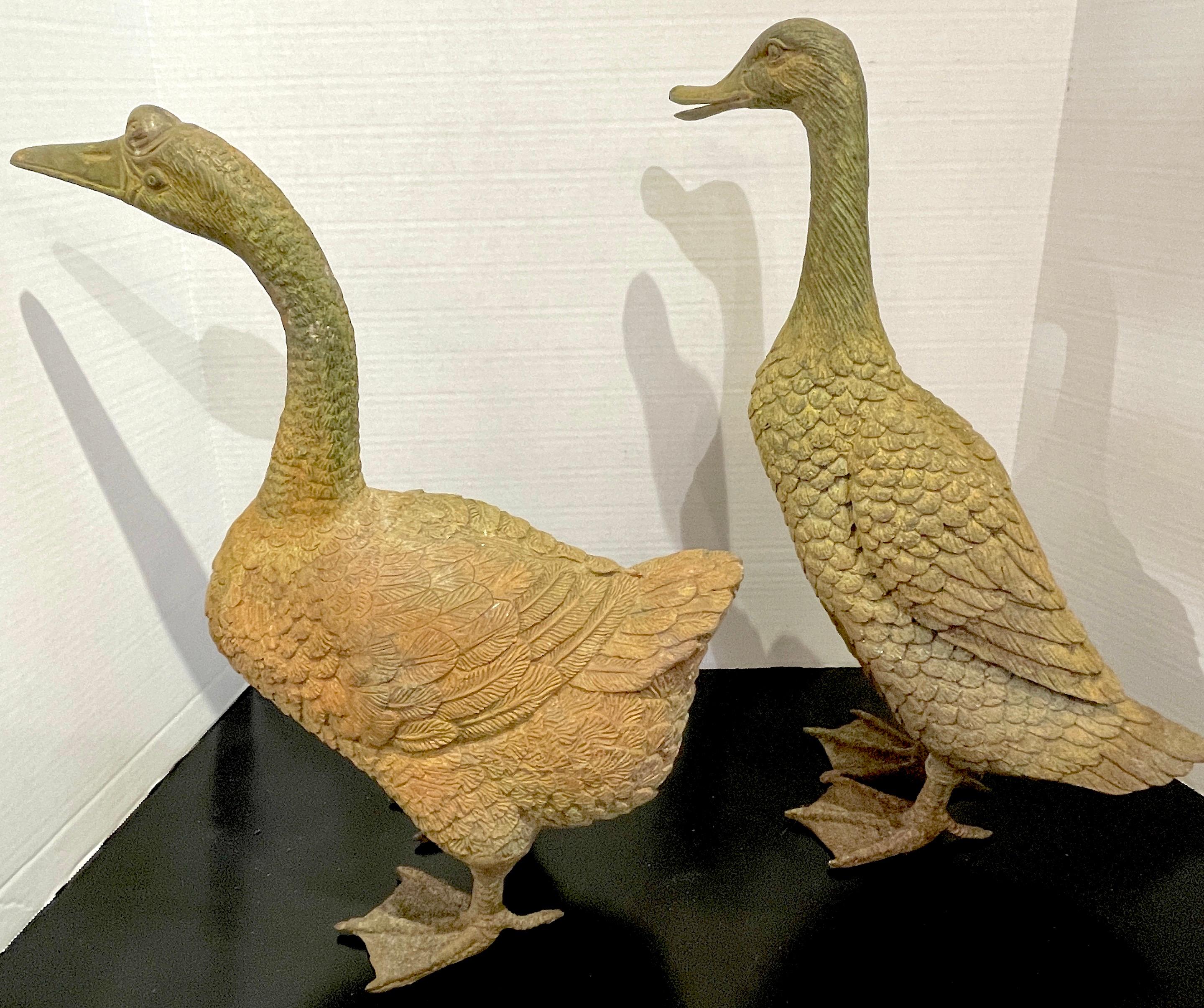20th Century Pair of Chinese Export Bronze Ducks