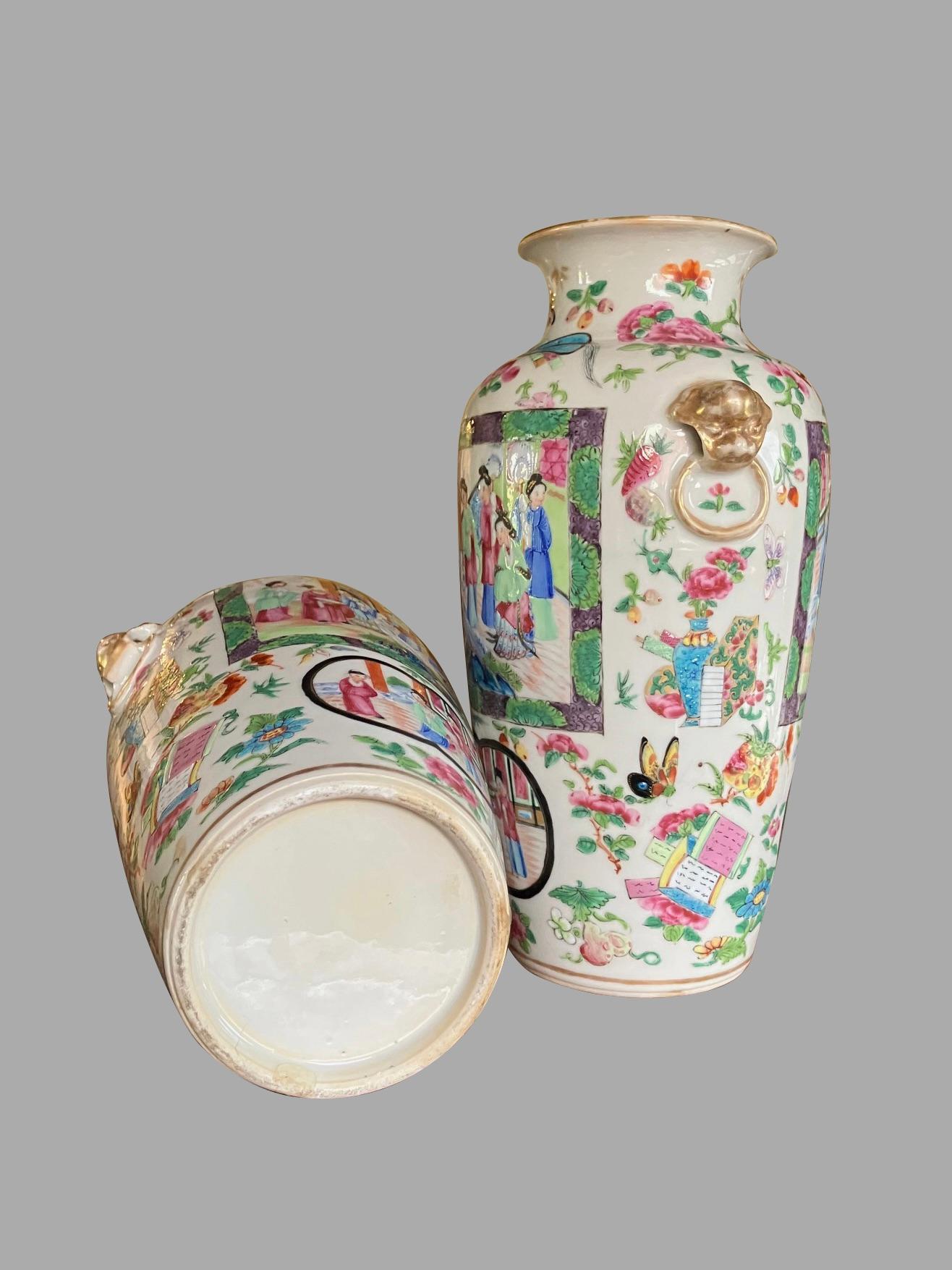 Paire de vases roses d'exportation chinoise de Canton Provenance : Paul Vandekar en vente 3