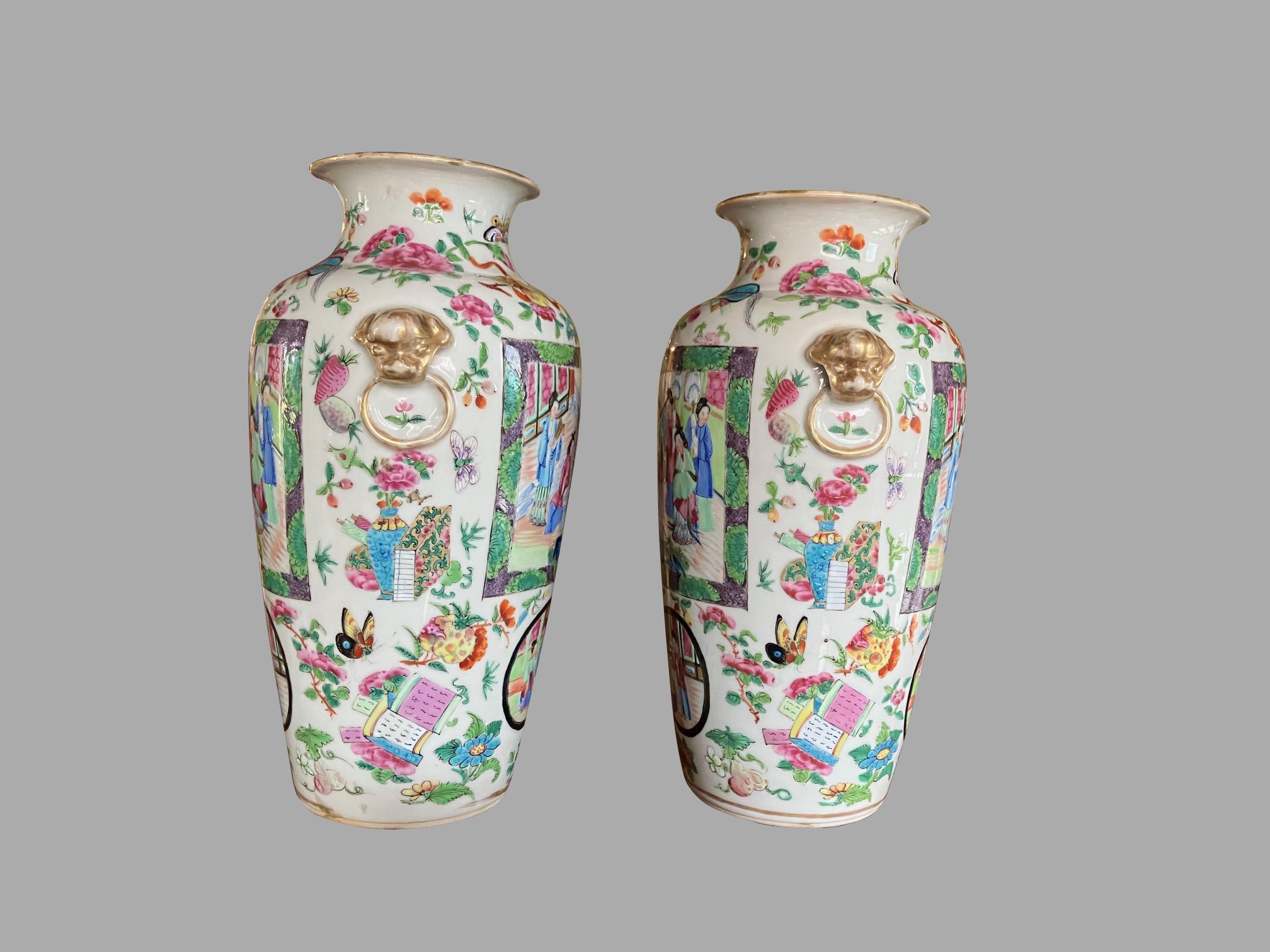 Chinois Paire de vases roses d'exportation chinoise de Canton Provenance : Paul Vandekar en vente