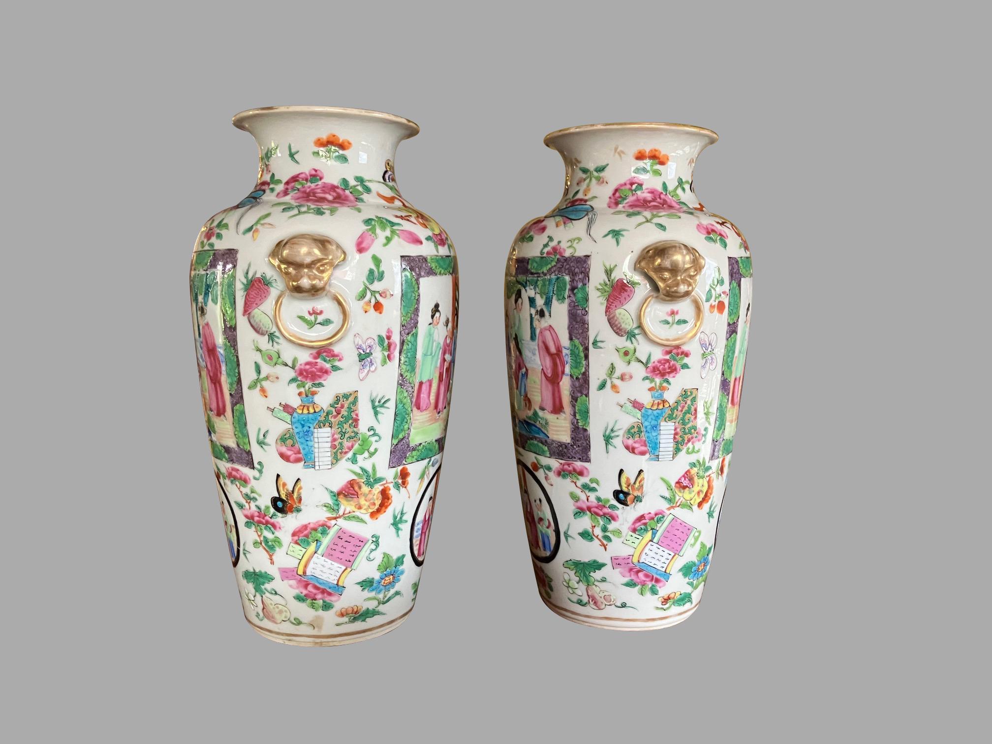 Paire de vases roses d'exportation chinoise de Canton Provenance : Paul Vandekar Bon état - En vente à San Francisco, CA