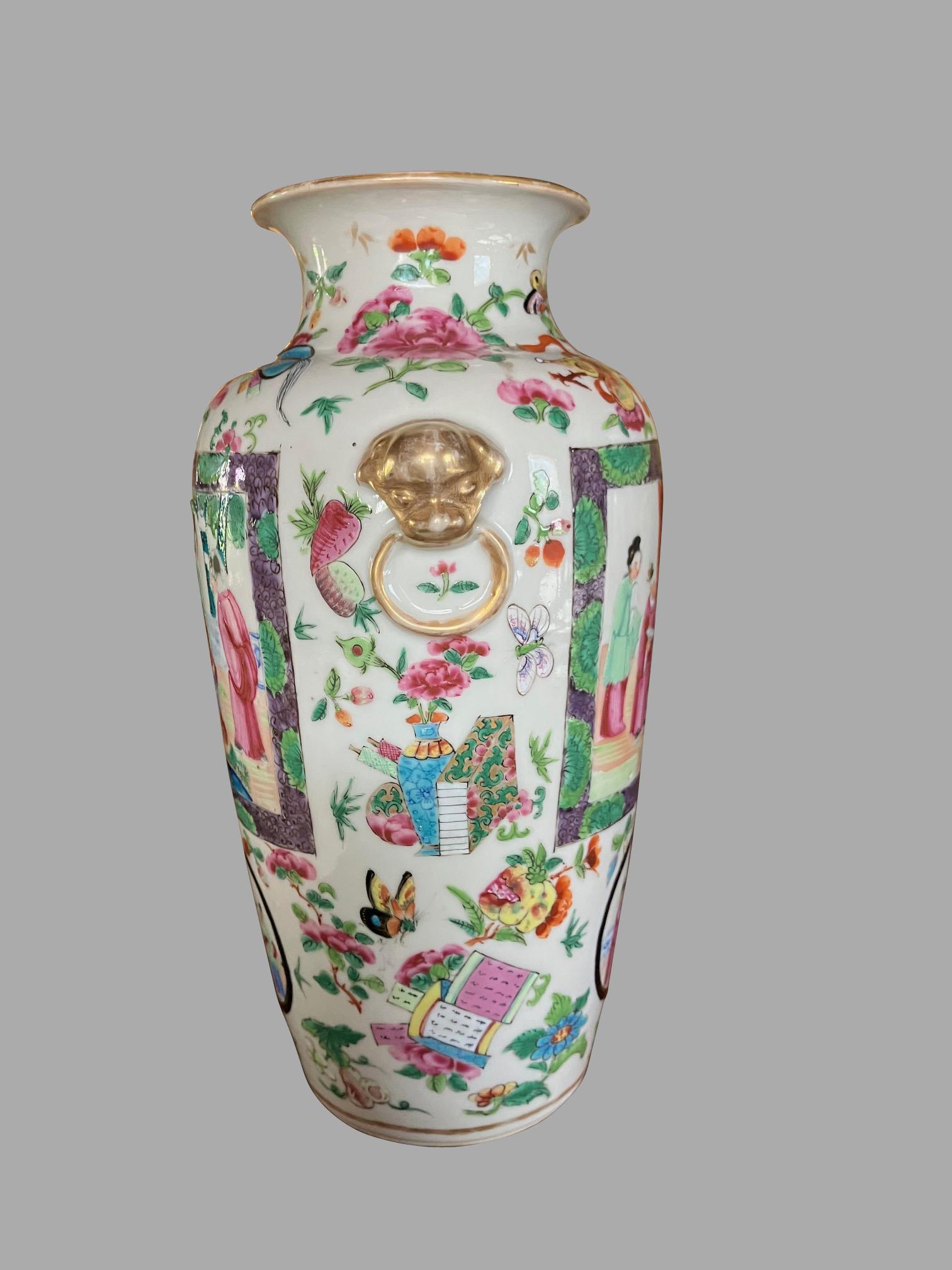 Porcelaine Paire de vases roses d'exportation chinoise de Canton Provenance : Paul Vandekar en vente