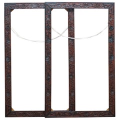 Pair of Chinese Export circa 1920 Hardwood Mirror or Picture Frames Floral Decor