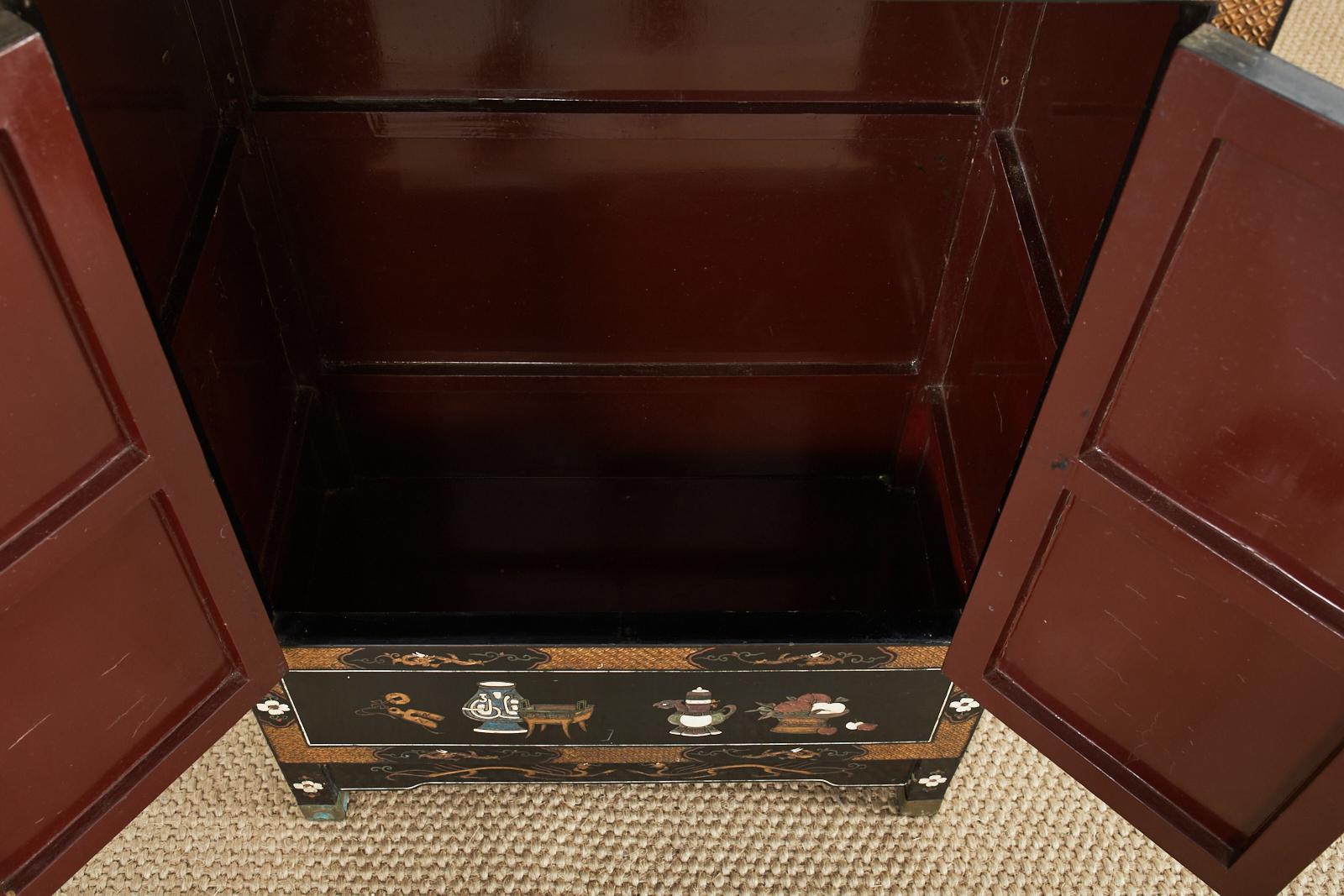 Pair of Chinese Export Coromandel Style Lacquered Cabinets 13