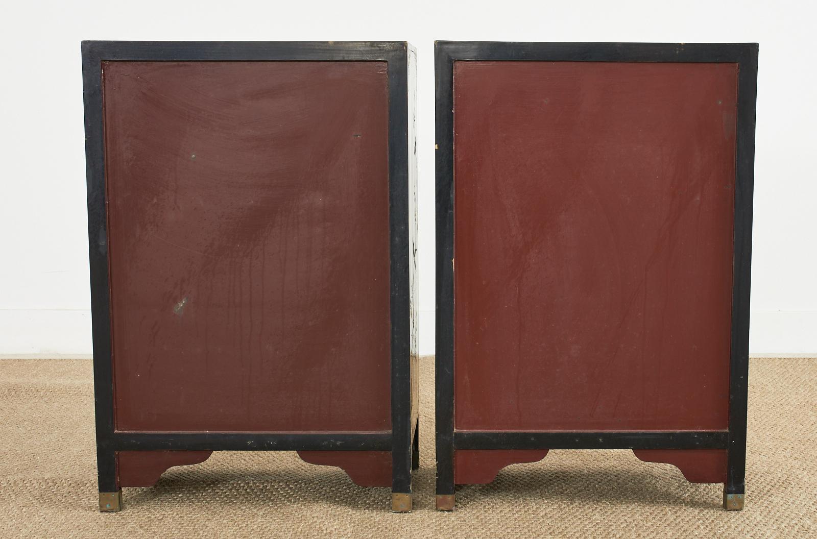 Pair of Chinese Export Coromandel Style Lacquered Cabinets 15
