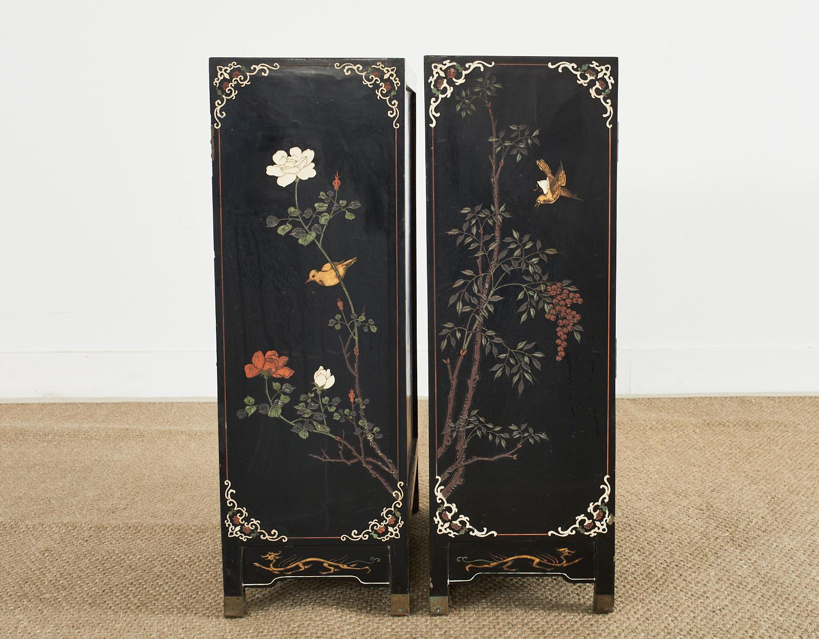 Pair of Chinese Export Coromandel Style Lacquered Cabinets 2