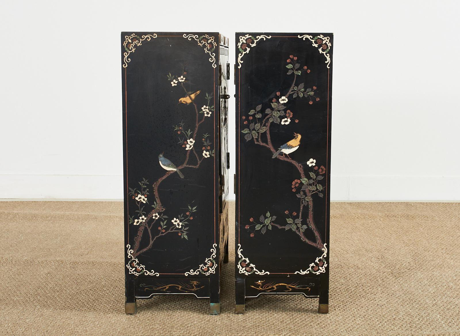Pair of Chinese Export Coromandel Style Lacquered Cabinets 3