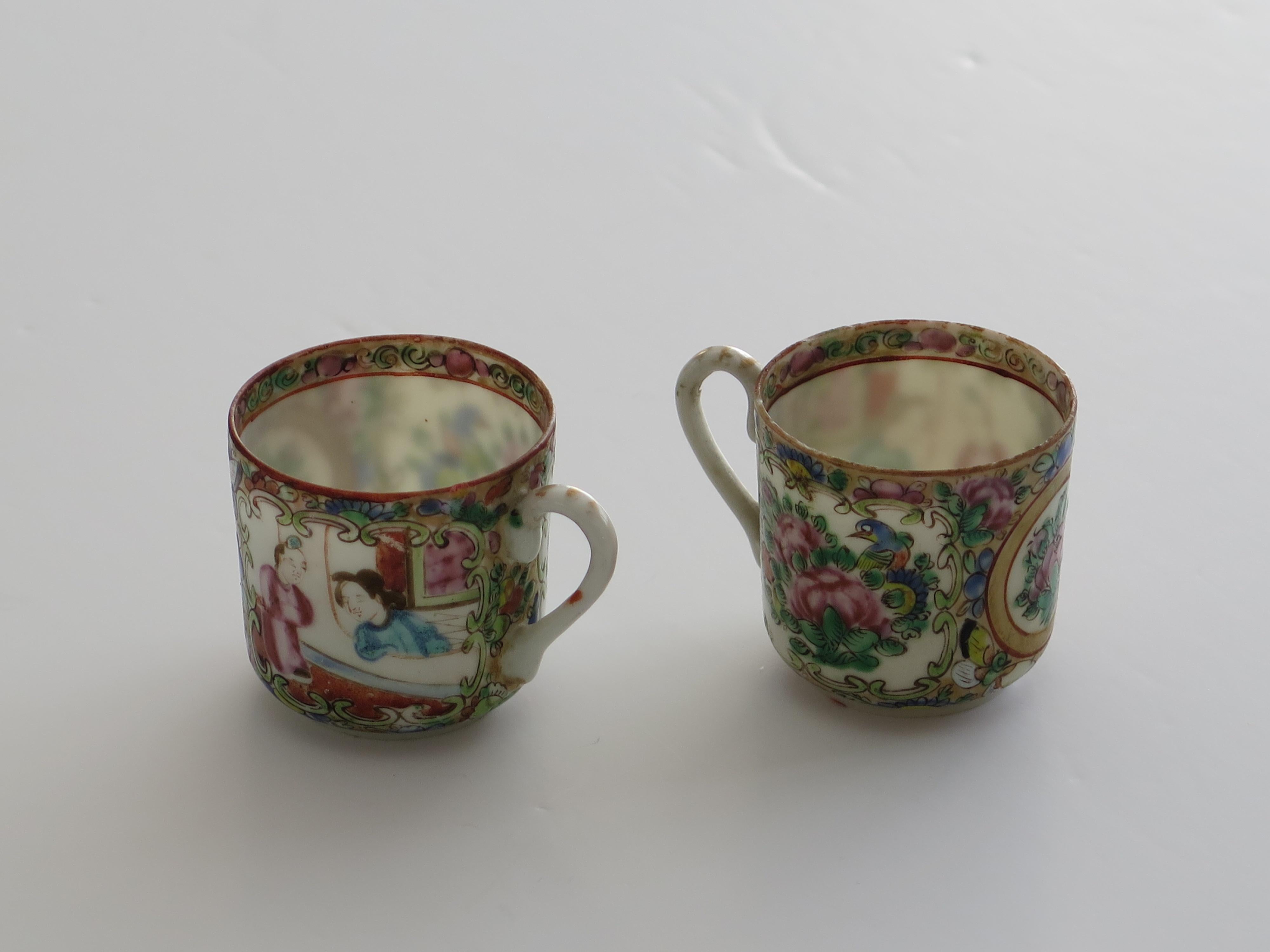 PAIR of Chinese Export Cups and Saucers egg-shell porcelain, Qing 19th Century For Sale 5