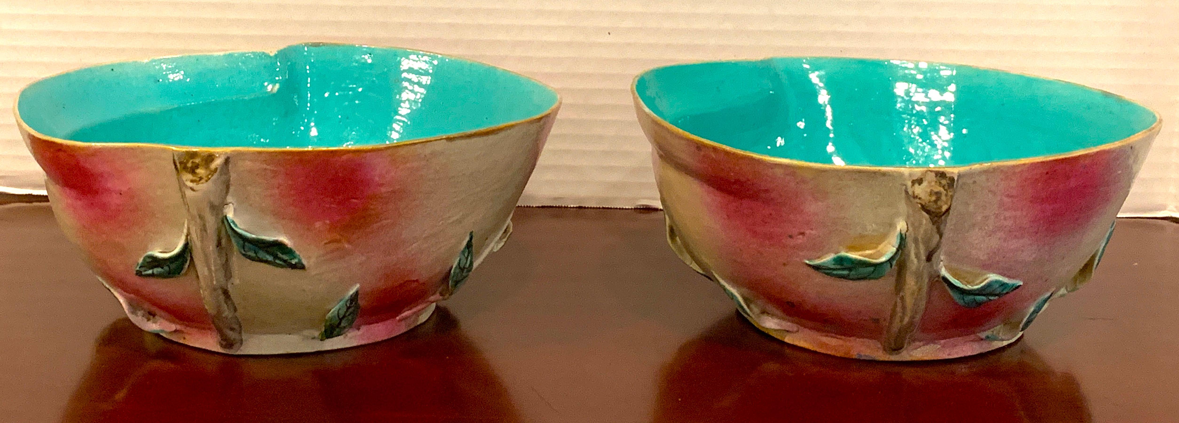 Pair of Chinese Export Famille Rose Altar Fruit Peach Bowls 3