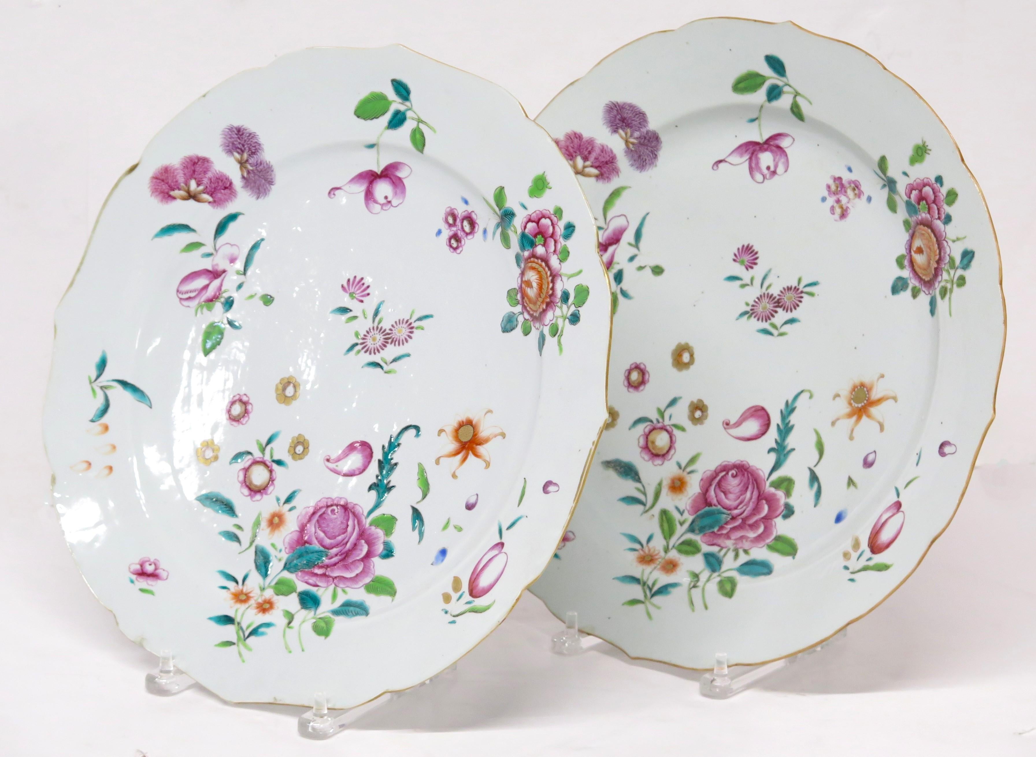 18th Century and Earlier Pair of Chinese Export Famille Rose 