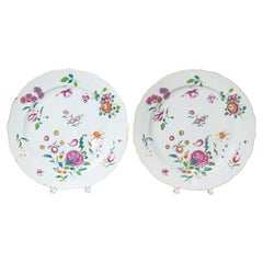 Pair of Chinese Export Famille Rose "Deutsche Blumen" Style Chargers