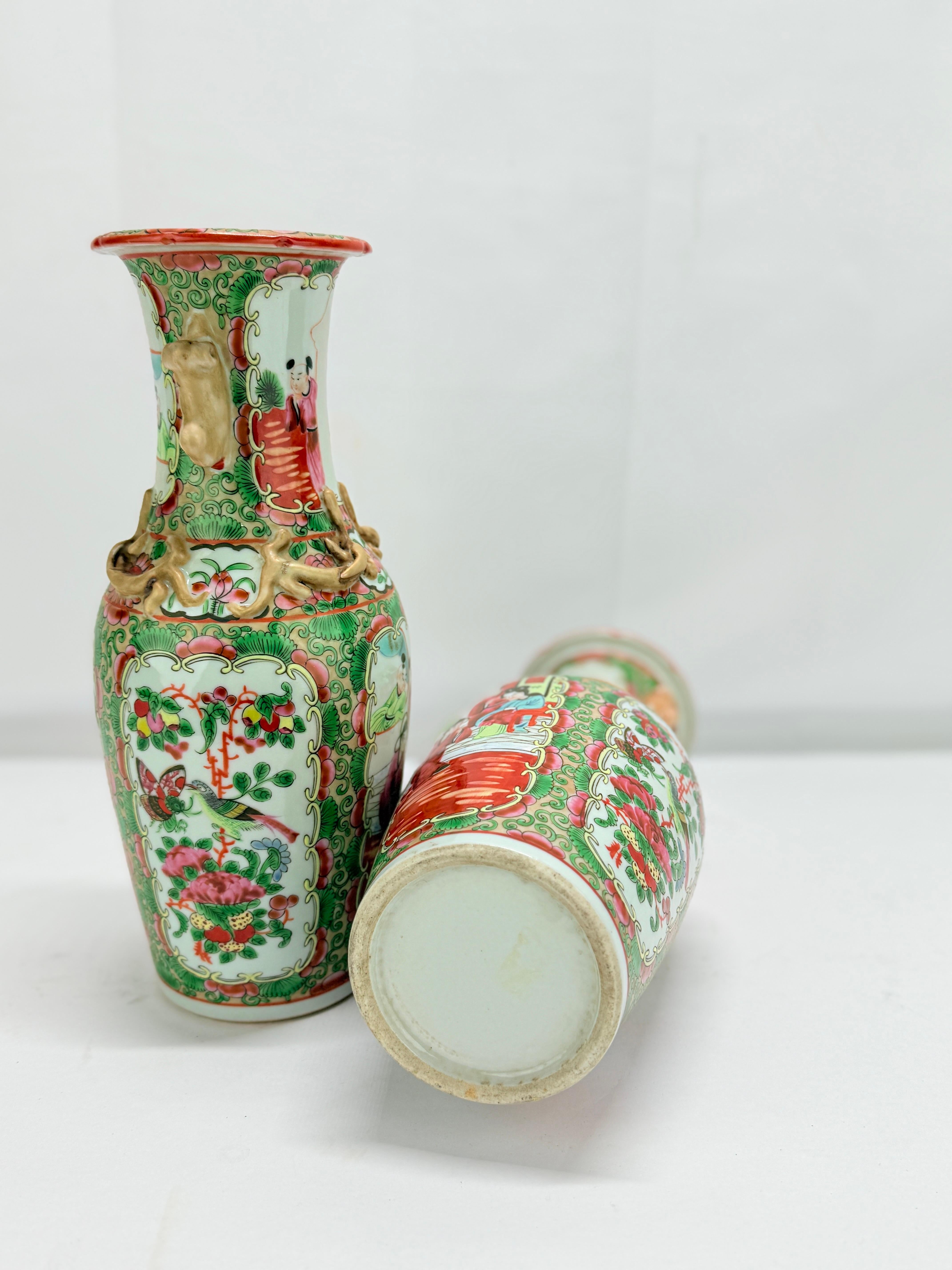 Pair of Chinese Export Famille Rose Vases, Late 19th Century For Sale 2