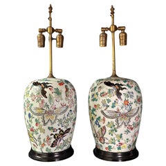 Pair of Chinese Export Famille Verte Porcelain Table Lamps