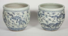 Pair of Chinese Export Fishbowl Planters