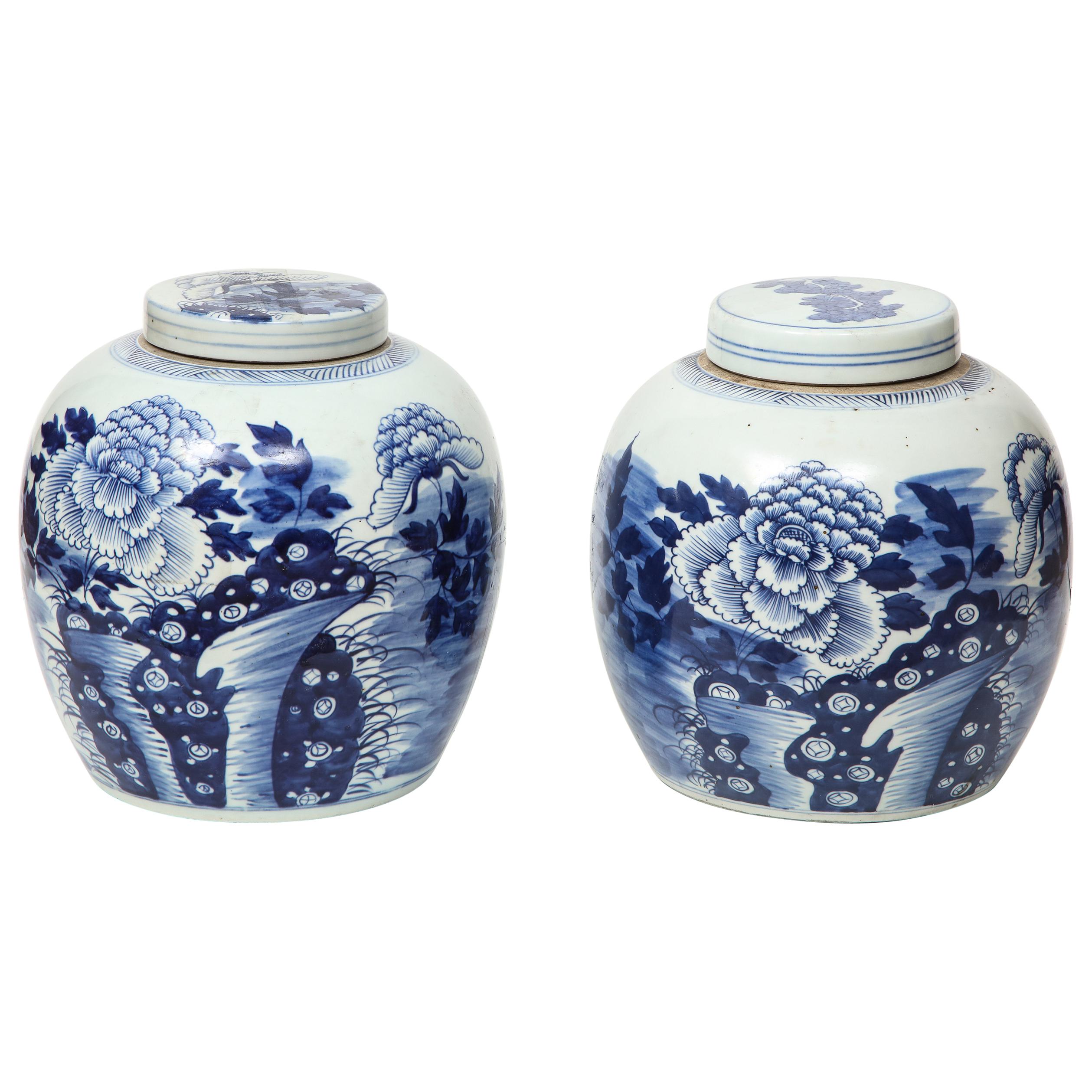 Pair of Chinese Export Ginger Jars