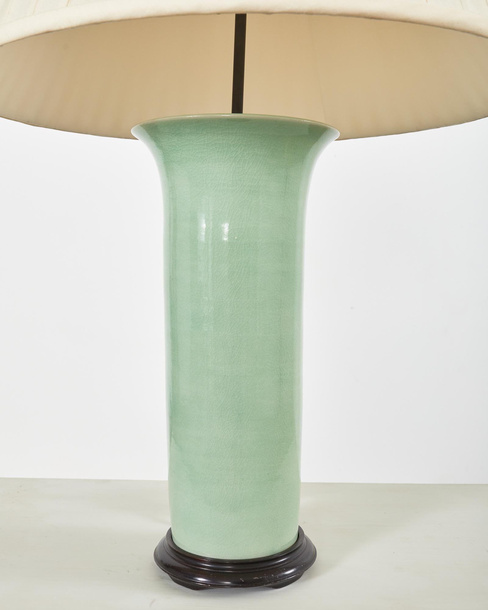 Pair of Chinese Export Glazed Celadon Vase Table Lamps 6