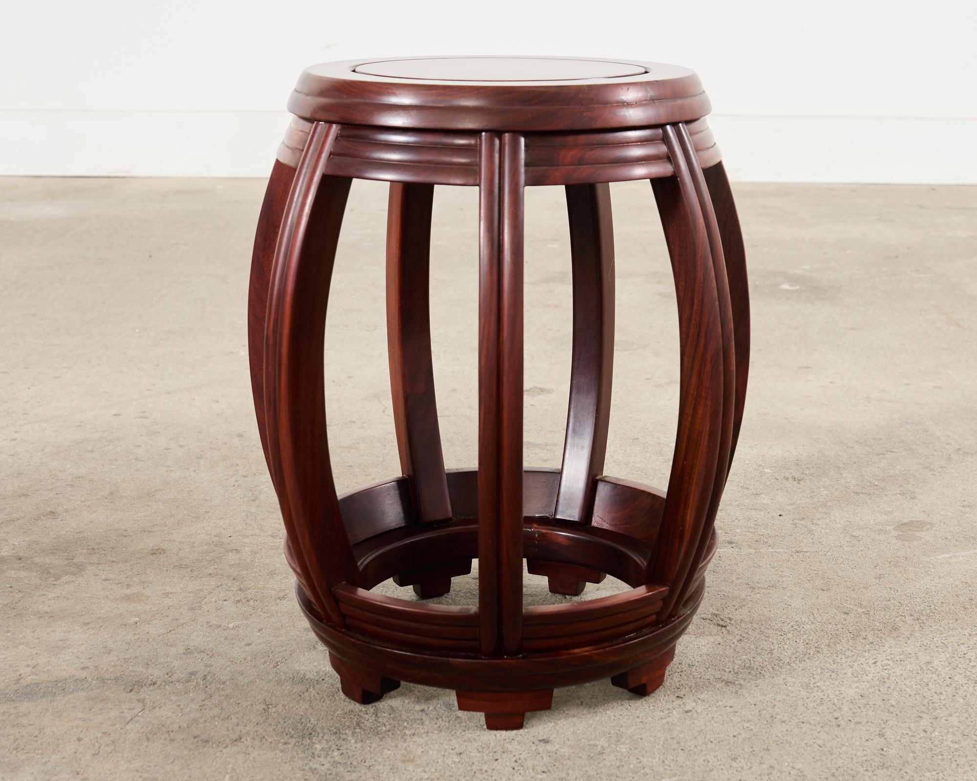 Pair of Chinese Export Hardwood Drum Stools or Drink Tables For Sale 7