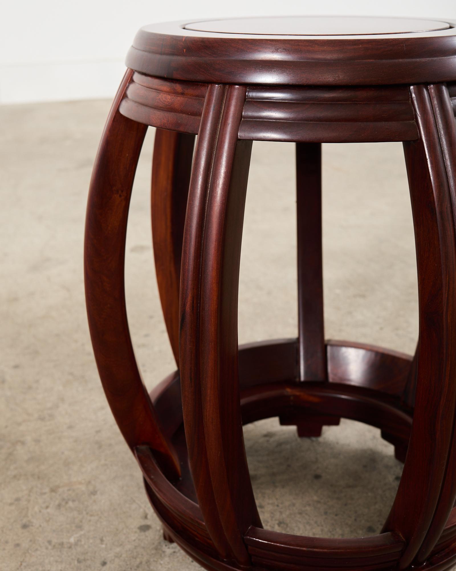 Pair of Chinese Export Hardwood Drum Stools or Drink Tables For Sale 10
