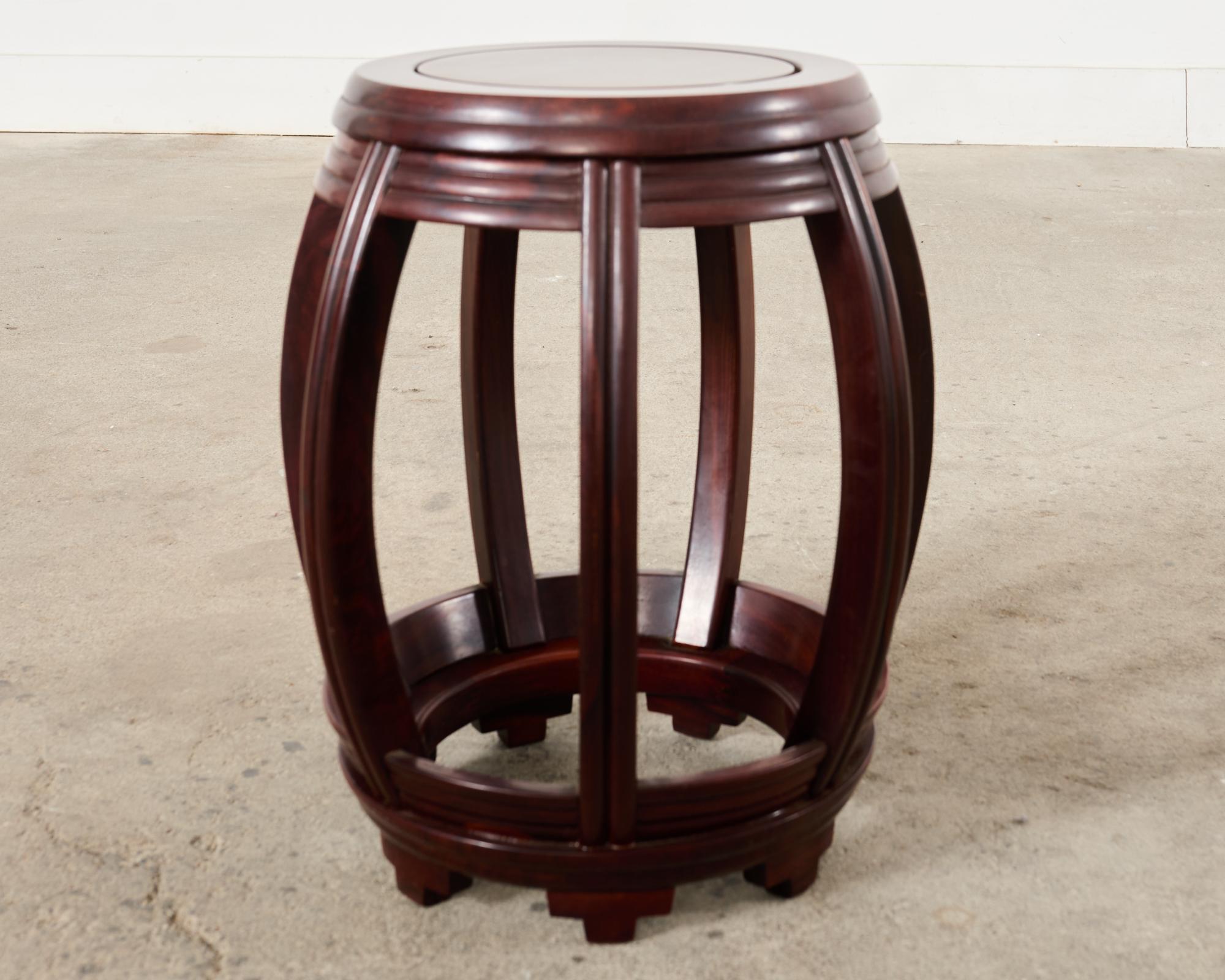 Pair of Chinese Export Hardwood Drum Stools or Drink Tables For Sale 2