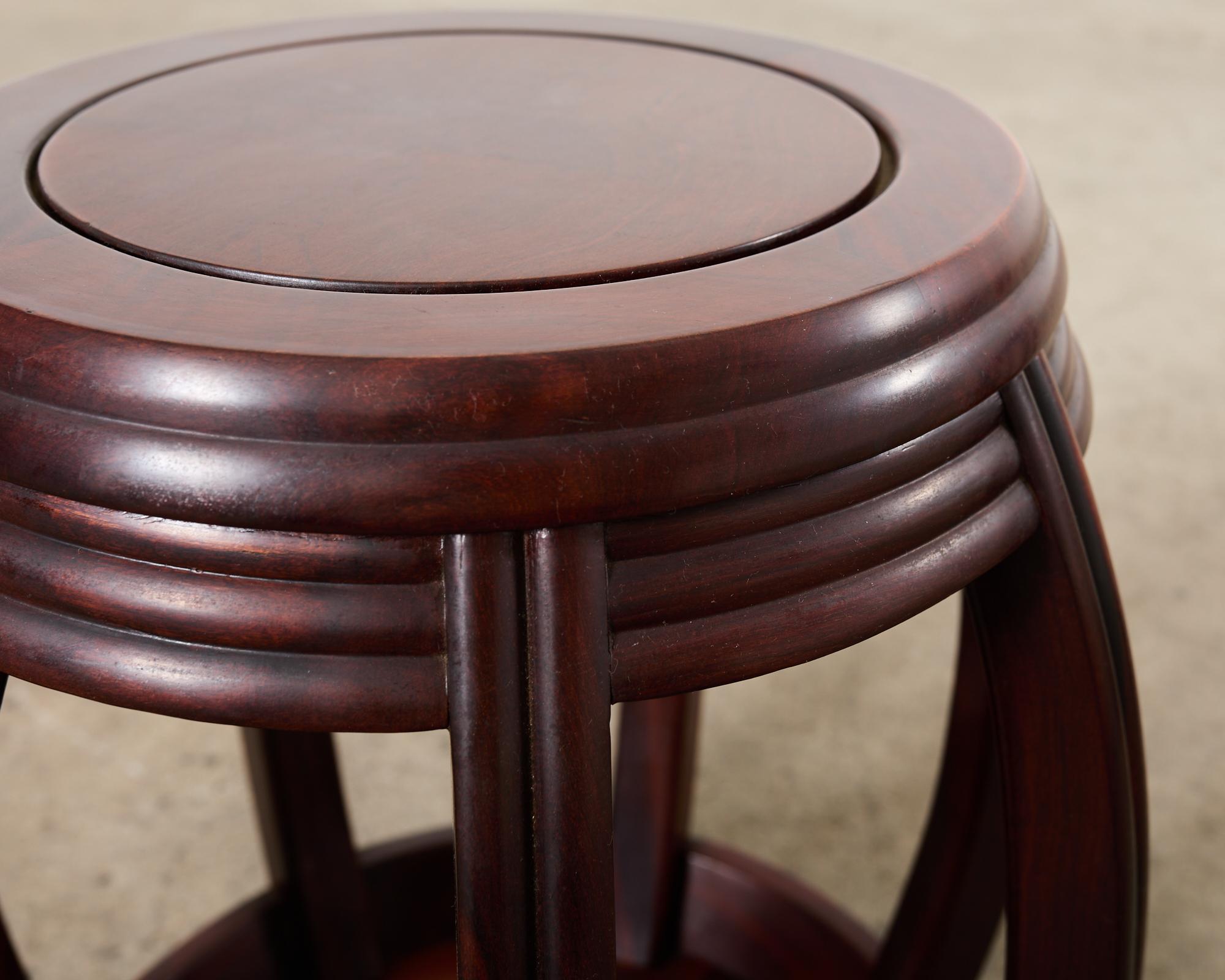 Pair of Chinese Export Hardwood Drum Stools or Drink Tables For Sale 4