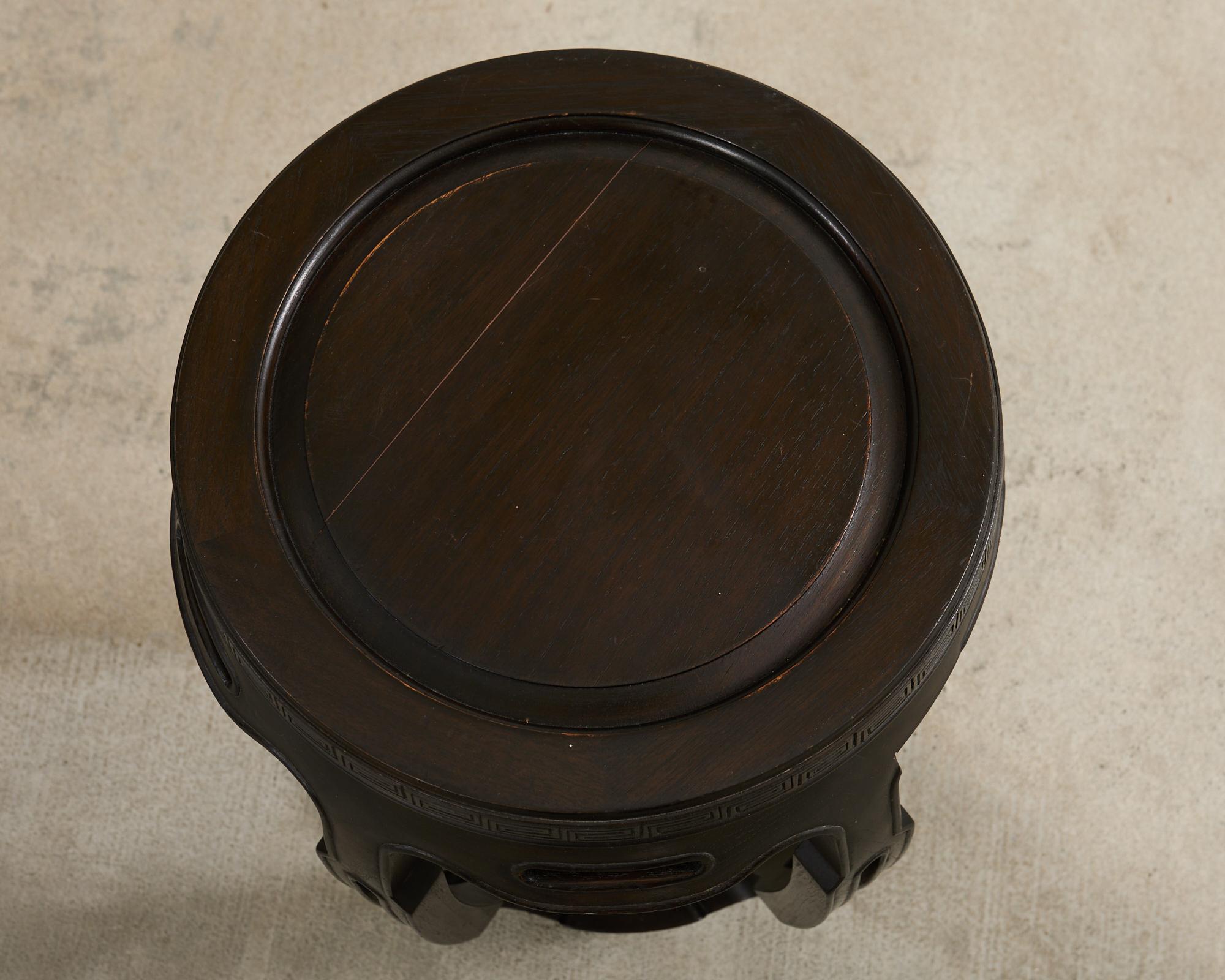 Pair of Chinese Export Hardwood Garden Stools or Drink Tables For Sale 5