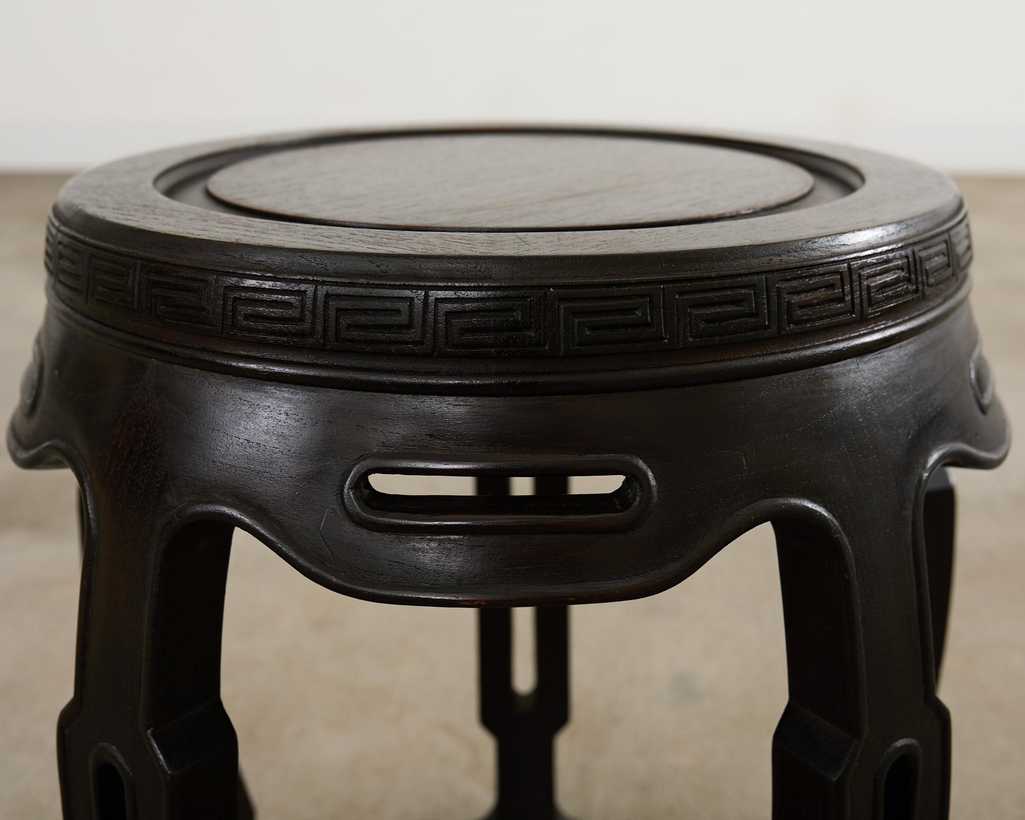 Pair of Chinese Export Hardwood Garden Stools or Drink Tables For Sale 7