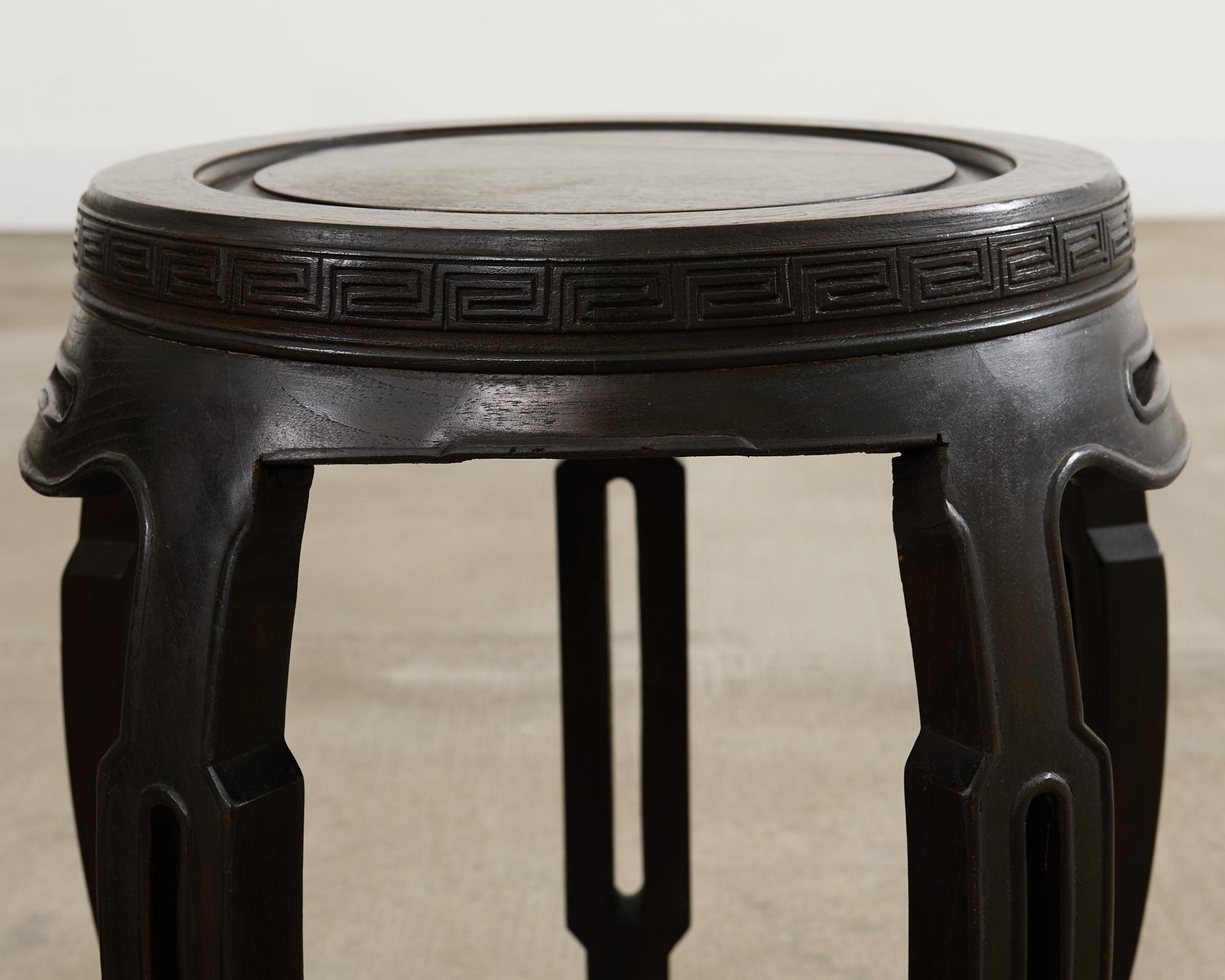 Pair of Chinese Export Hardwood Garden Stools or Drink Tables For Sale 14