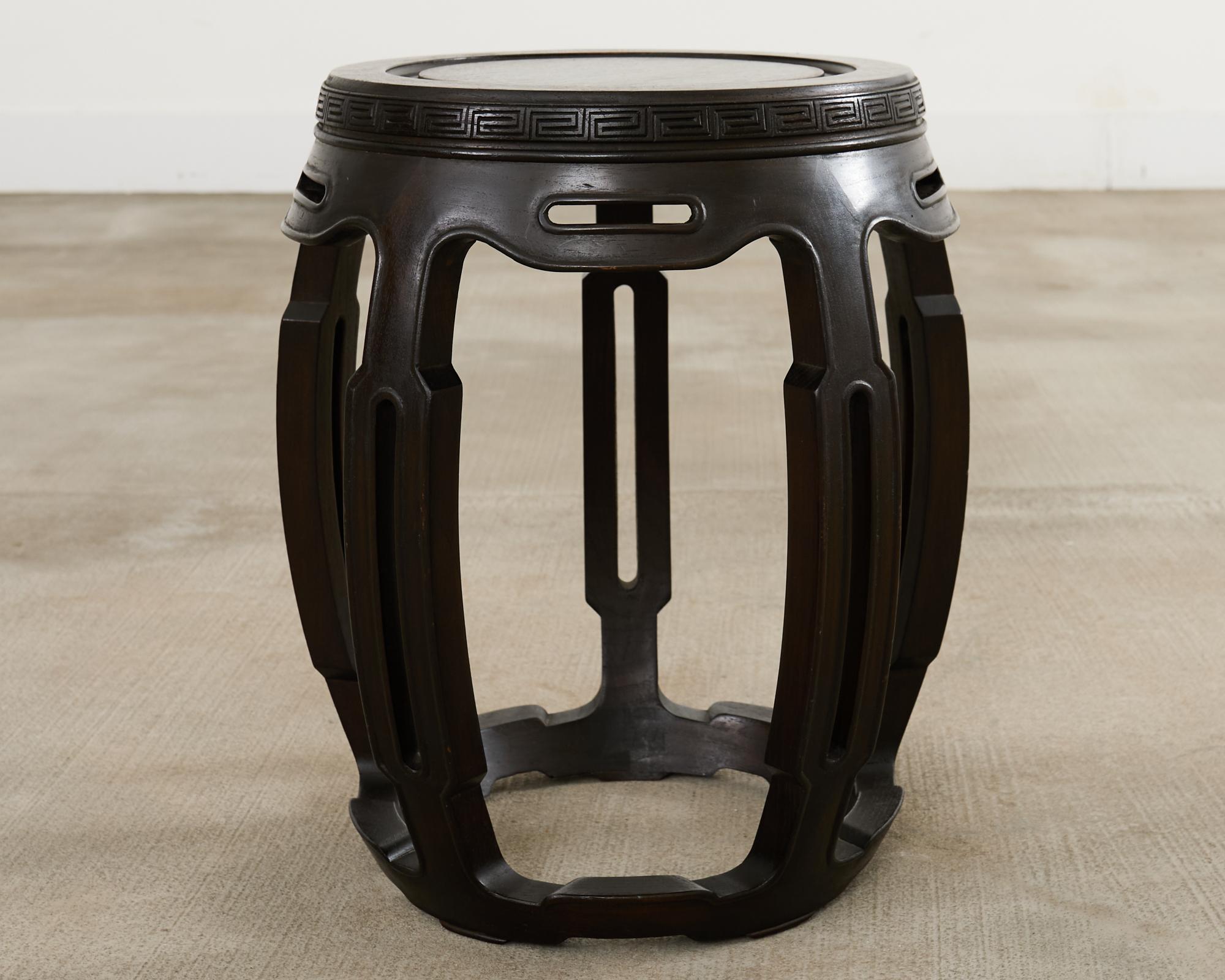 Pair of Chinese Export Hardwood Garden Stools or Drink Tables For Sale 2
