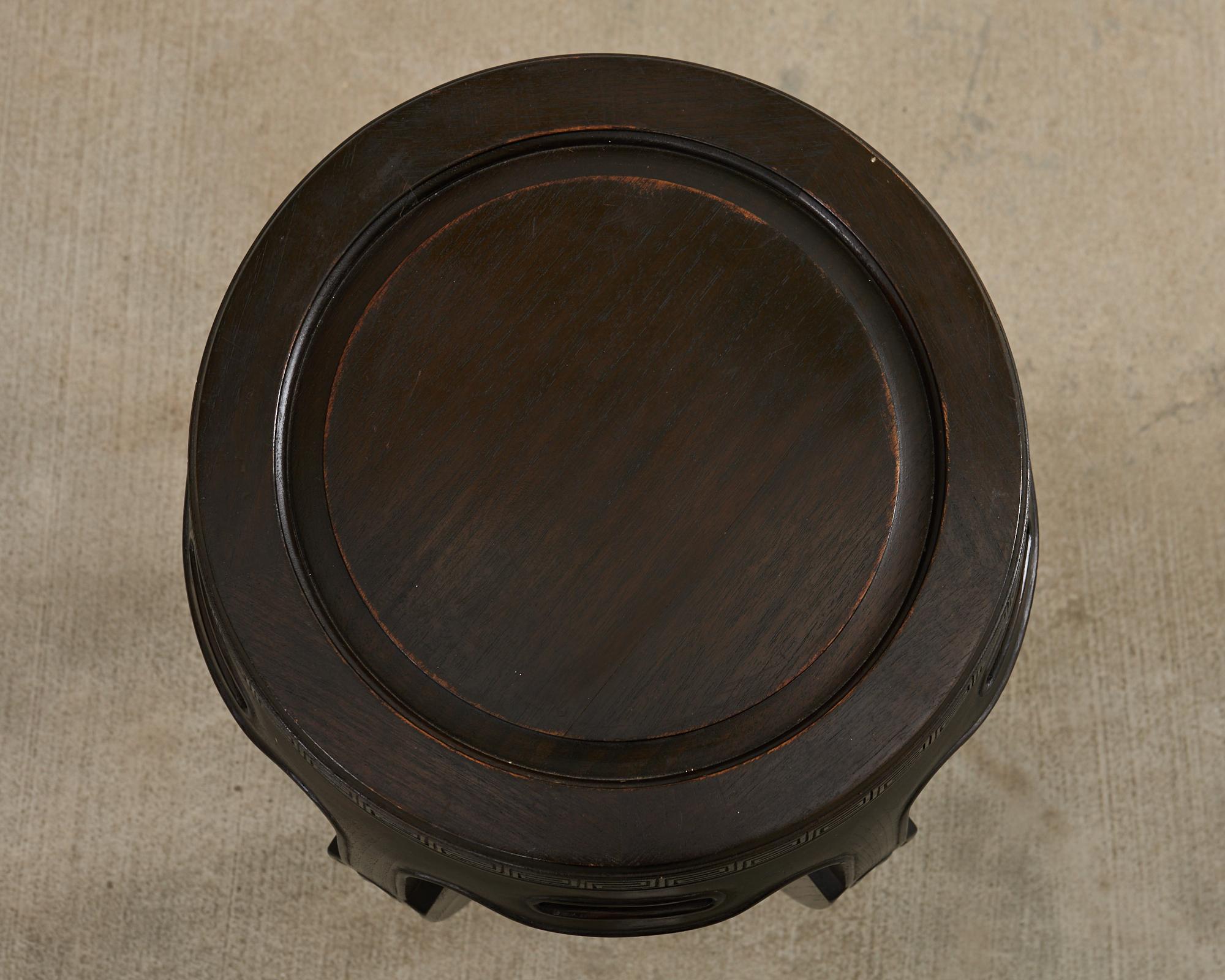 Pair of Chinese Export Hardwood Garden Stools or Drink Tables For Sale 3