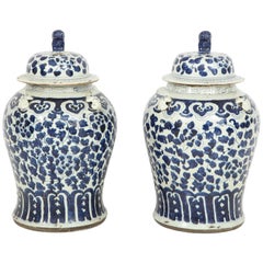 Pair of Chinese Export Jars with Lids