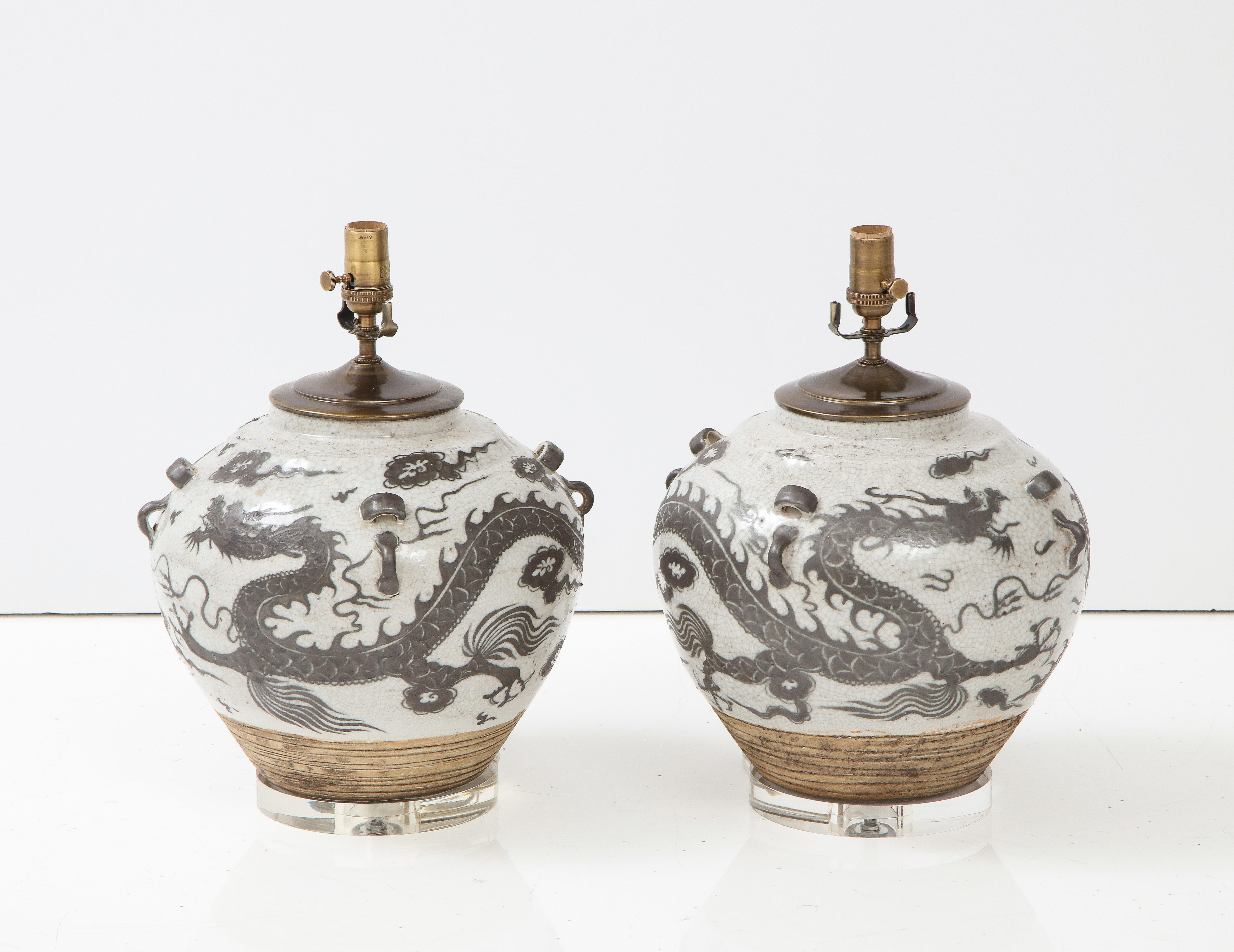 Ceramic Pair of Chinese Export Lamps