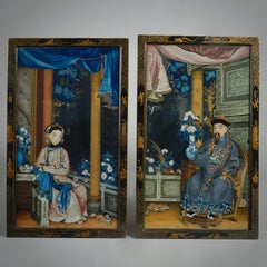 Pair Of Chinese Export Mirror Paintings