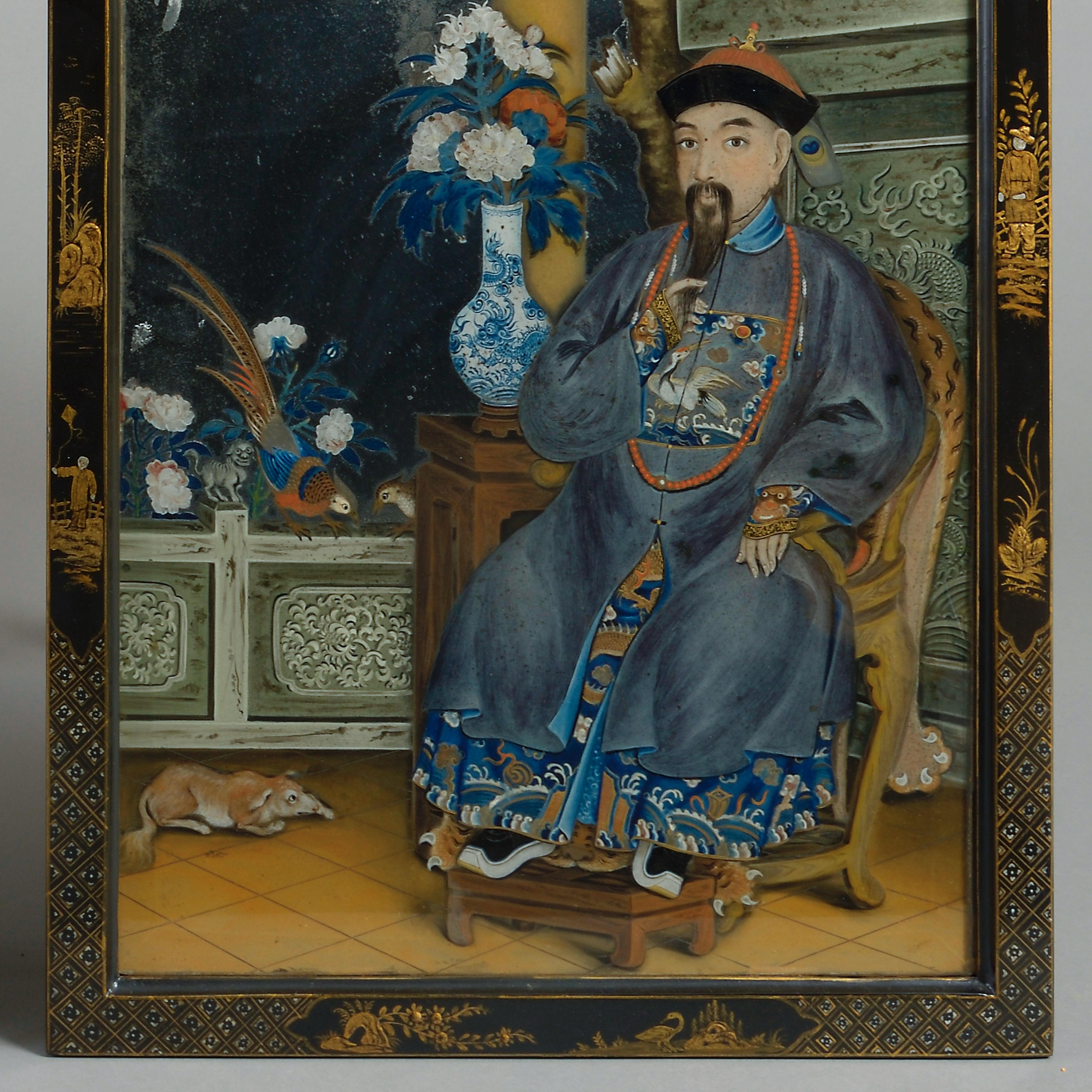 Pair Of Chinese Export Mirror Paintings im Zustand „Gut“ im Angebot in London, GB