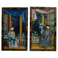 Pair Of Chinese Export Mirror Paintings