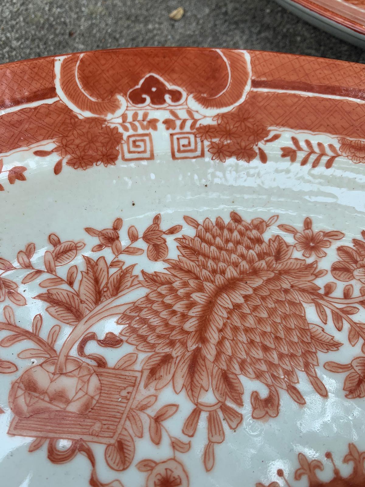 Pair of Chinese Export Orange & White Platters Fitzhugh Pattern, circa 1790-1800 1