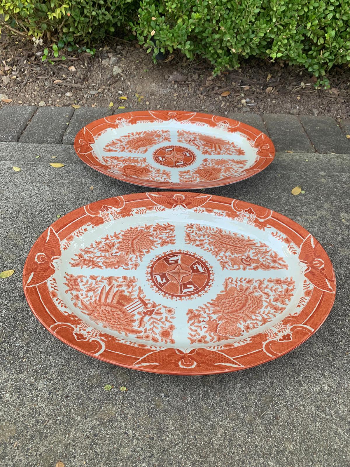 Pair of Chinese Export Orange & White Platters Fitzhugh Pattern, circa 1790-1800 3