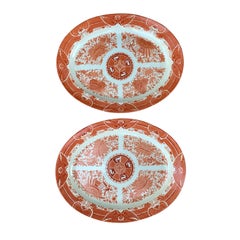 Pair of Chinese Export Orange & White Platters Fitzhugh Pattern, circa 1790-1800