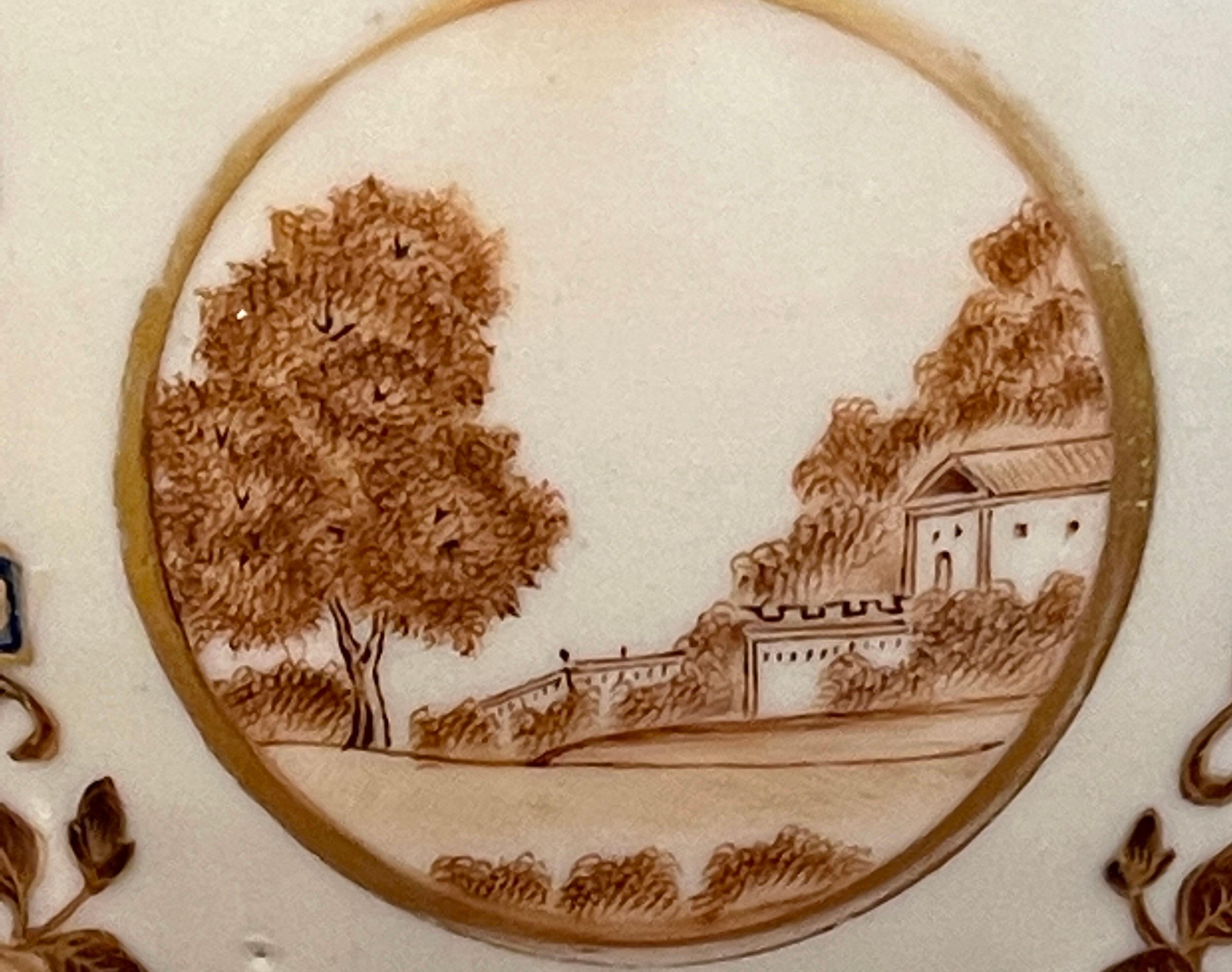 Pareja de porcelana china de exportación  Jarrones y Tapas de Paisaje American* Market en venta 10